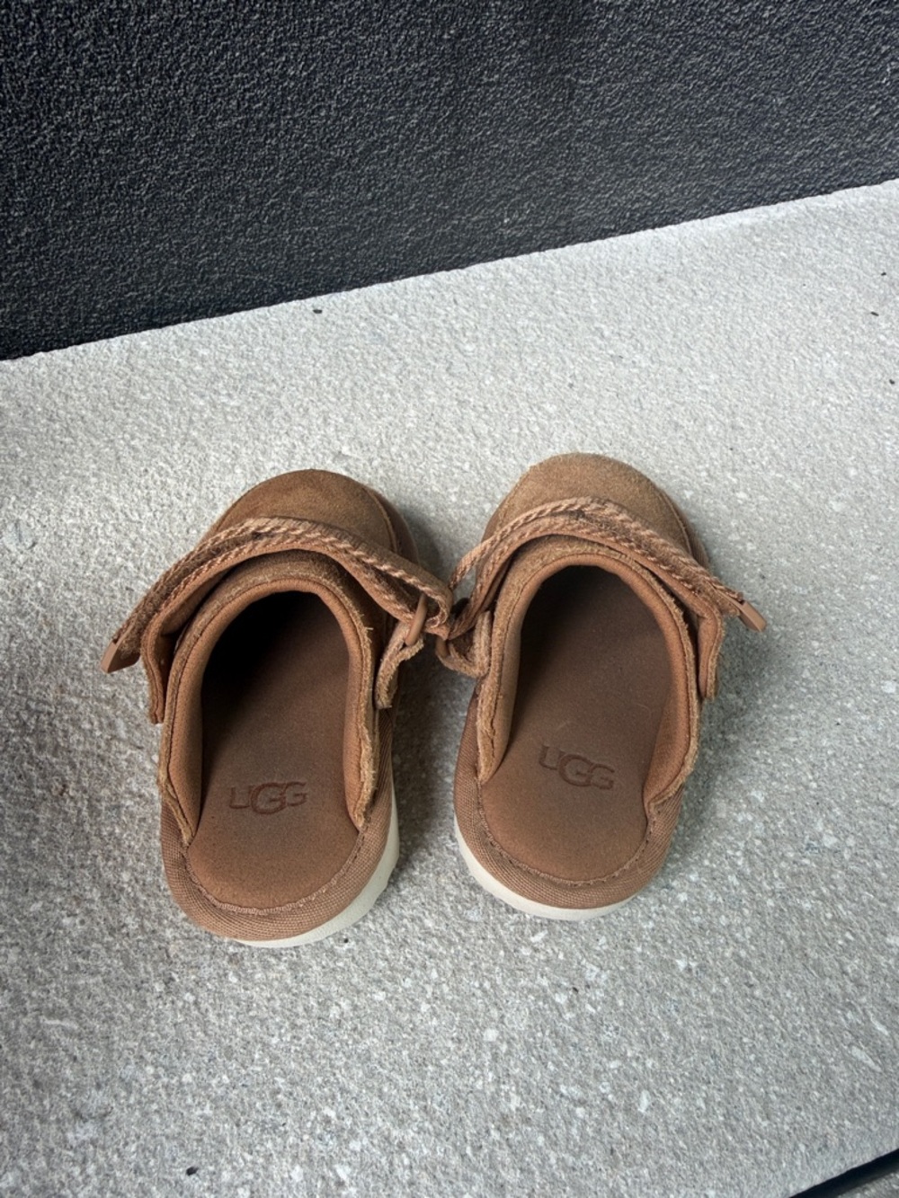 UGG Toddler Chestnut Brown Suede Slide Sandals with Adjustable Strap - Picture 3 of 7